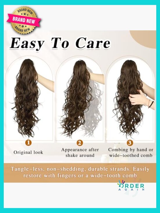 24 Inch Wavy Ponytail Extension Claw Clip Synthetic Fluffy Hairpiece Daily Party main image 5